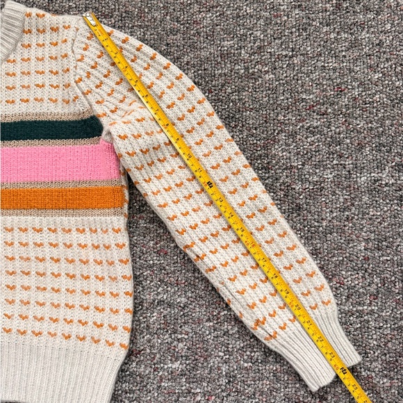 Madewell Women's Sweater with Pink, Gold, and Green Stripes Merino Wool & Alpaca - Picture 6 of 11